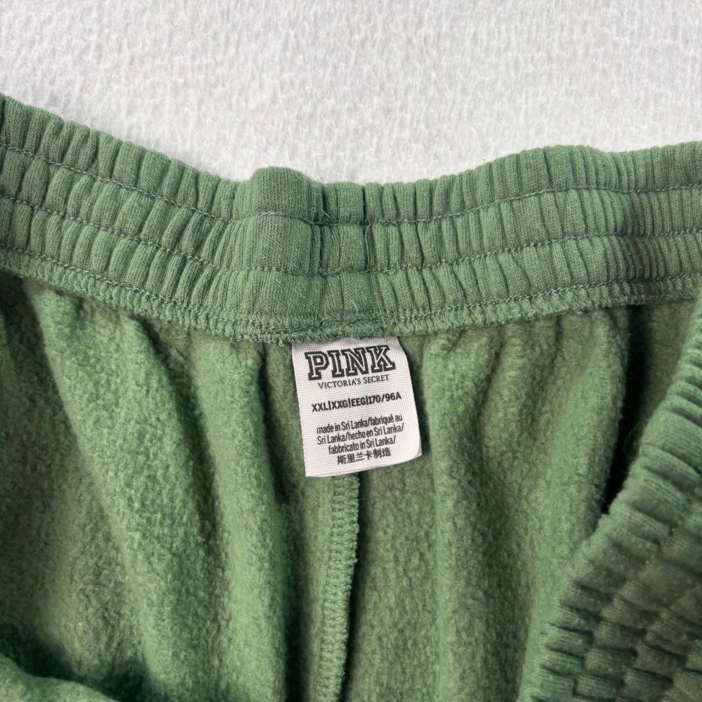 Pink Victoria's Secret Sunflower Smile Sweatpants XXL Green Fleece Joggers - Picture 3 of 5